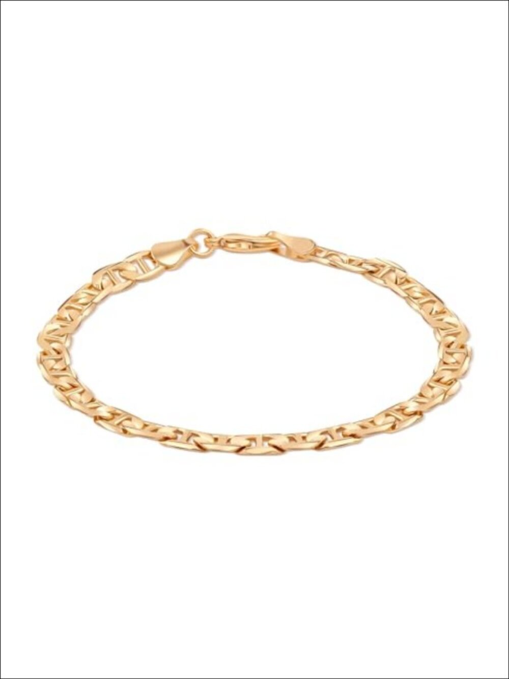 18K Gold Plated Flat Mariner Link Chain Bracelet Minimalist Gift